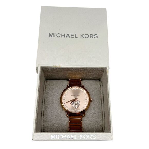 Michael Kors Portia Rose Gold Pink Heart Watch in Box 36mm - Picture 3 of 13